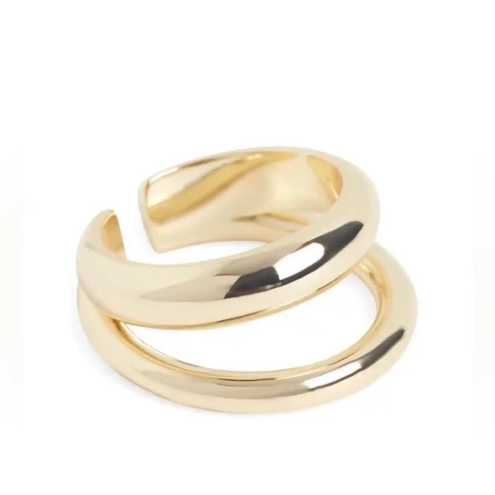 New LOREN STEWART Curateur Double Open Band Ring 14k Yellow Gold Plated Size 7